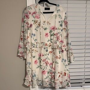 Floral Long Sleeve Dress by Eliza J - White